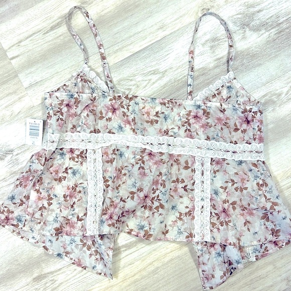 Torrid FESTI Cotton Voile Front Tie Camisole Blouse / Ellenia Floral Birch / M/L - Picture 3 of 8